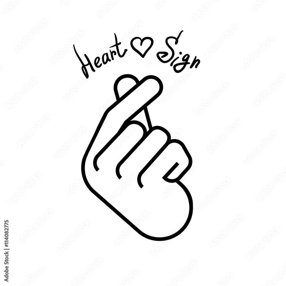 The hand folded into a heart symbol. The hand folded into a heart symbol.