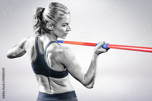 Composite image of athlete preparing to throw javelin © vectorfusionart