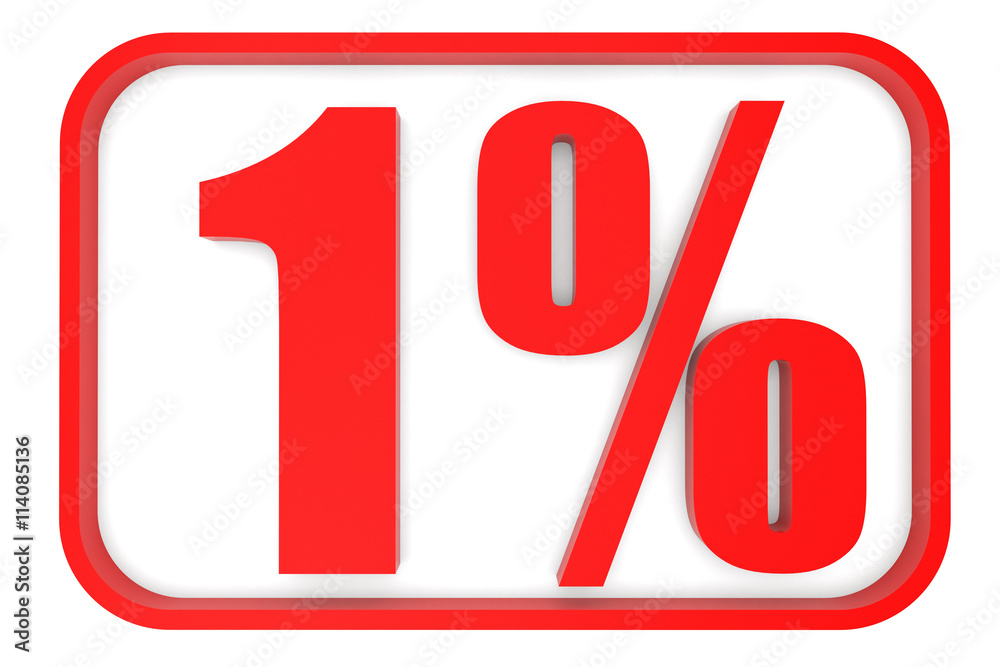 Discount 1 percent off. 3D illustration. Discount 1 percent off. 3D illustration.