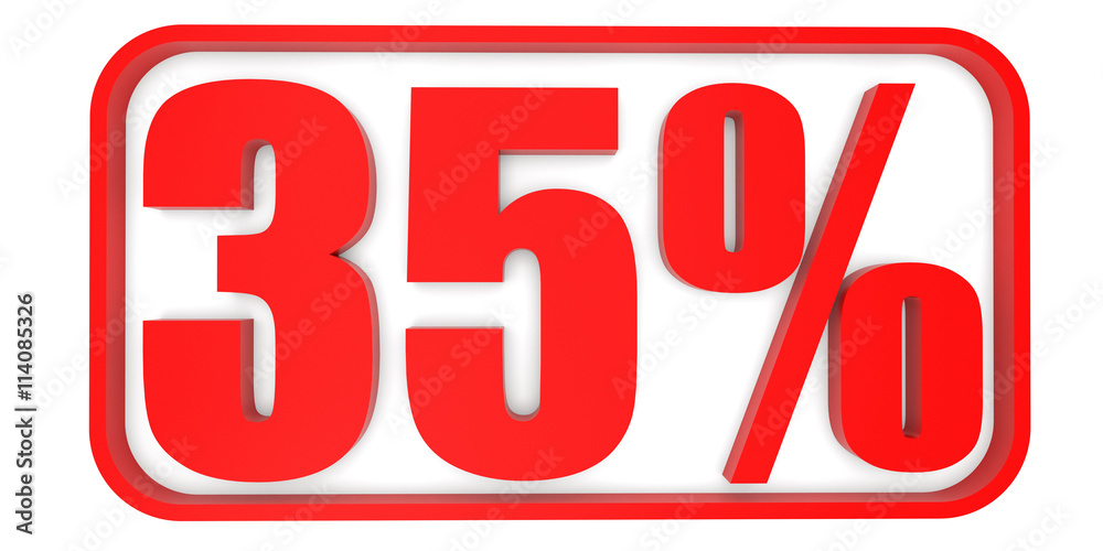 Discount 35 percent off. 3D illustration. Discount 35 percent off. 3D illustration.