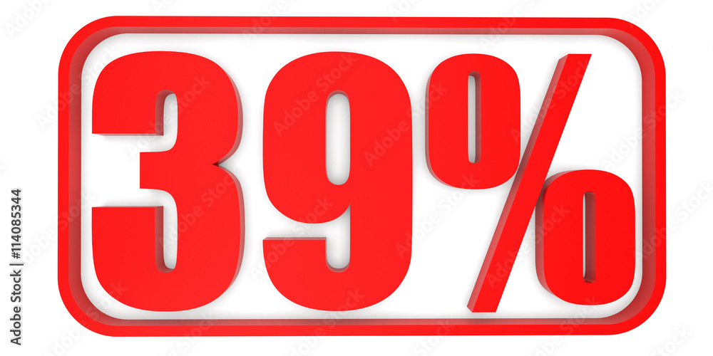 Discount 39 percent off. 3D illustration. Discount 39 percent off. 3D illustration.