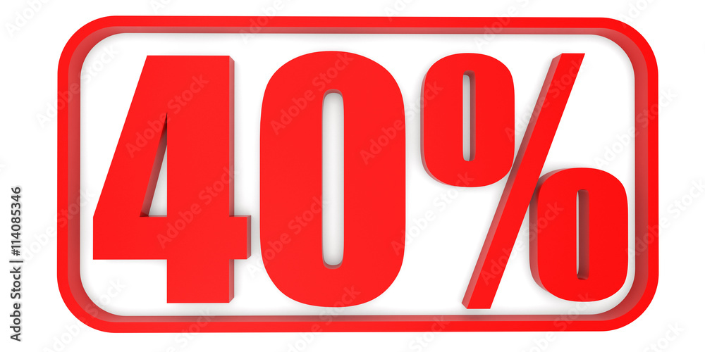 Discount 40 percent off. 3D illustration. Discount 40 percent off. 3D illustration.