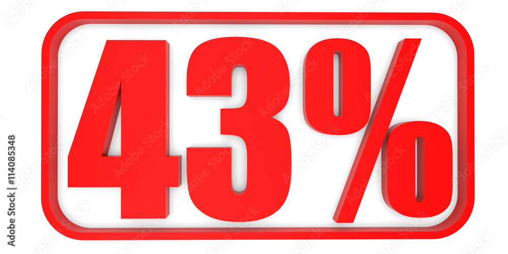 Discount 43 percent off. 3D illustration. Discount 43 percent off. 3D illustration.