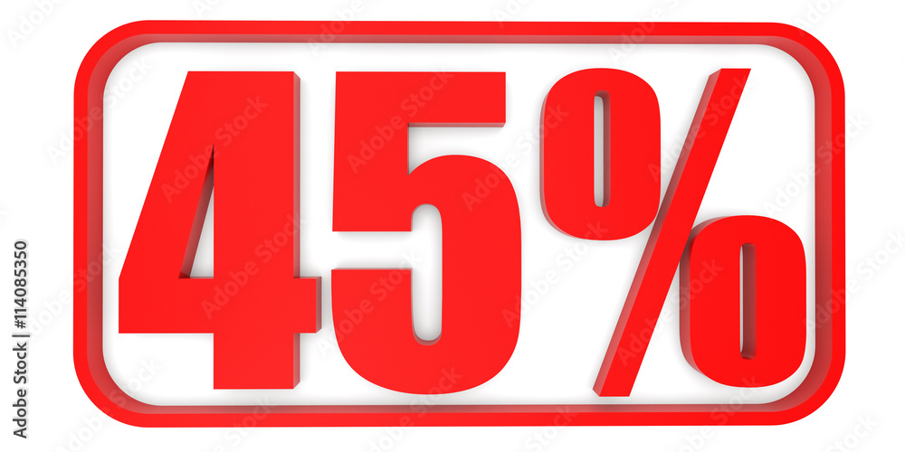 Discount 45 percent off. 3D illustration. Discount 45 percent off. 3D illustration.