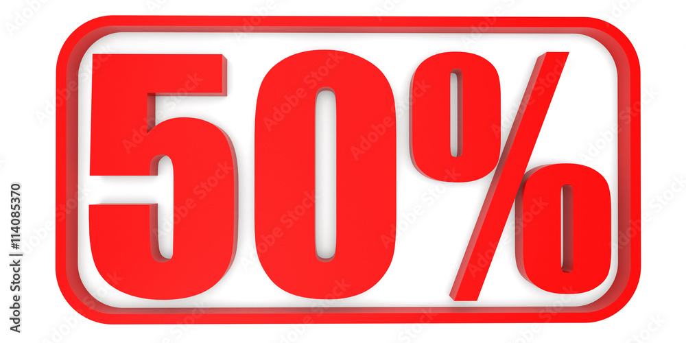 Discount 50 percent off. 3D illustration. Discount 50 percent off. 3D illustration.