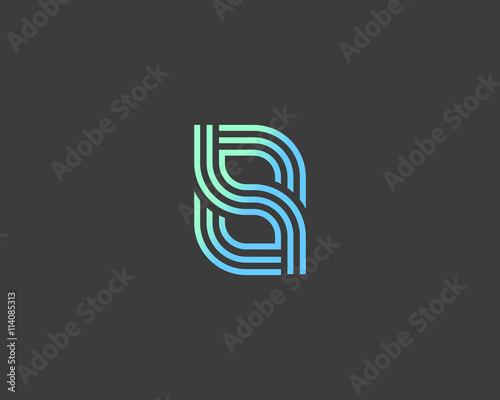 Line letter B 8 logotype. Abstract moving airy logo icon design, ready symbol creative finger print vector sign.