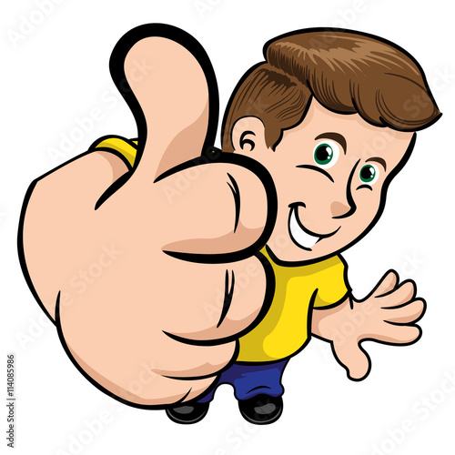 Person man in perspective making positive sign with his thumb
