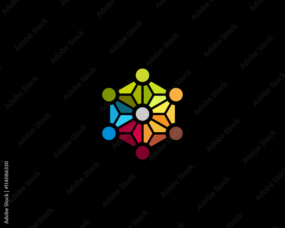 Abstract social media network biotechnology molecule atom dna logo design template. Medicine, science, technology, laboratory, vector logotype. Team work logistic structure icon