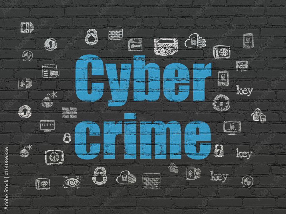 Privacy concept: Cyber Crime on wall background Stock Illustration ...
