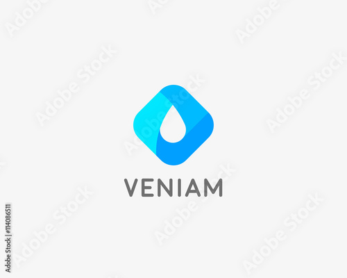 Abstract water aqua oil drop vector logo design template. Waterdrop negative space logotype.