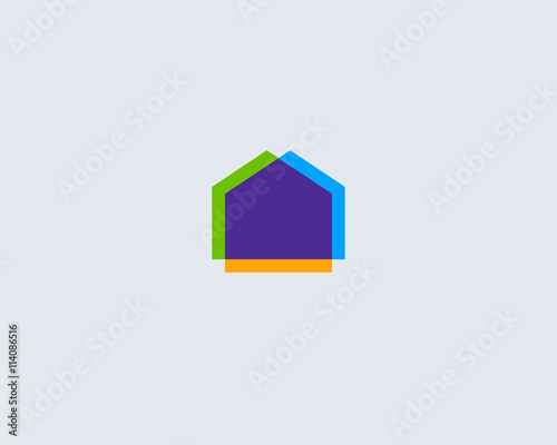 Abstract house logo design template. Colorful real estate modern symbol. Universal realty vector icon