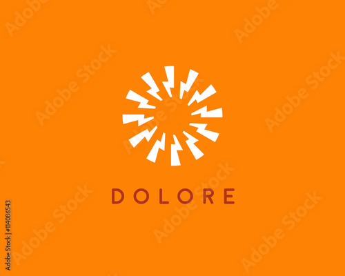 Abstract sun logo design template. Geometric flash circle science medicine sign. Universal energy tech planet star atom vector icon
