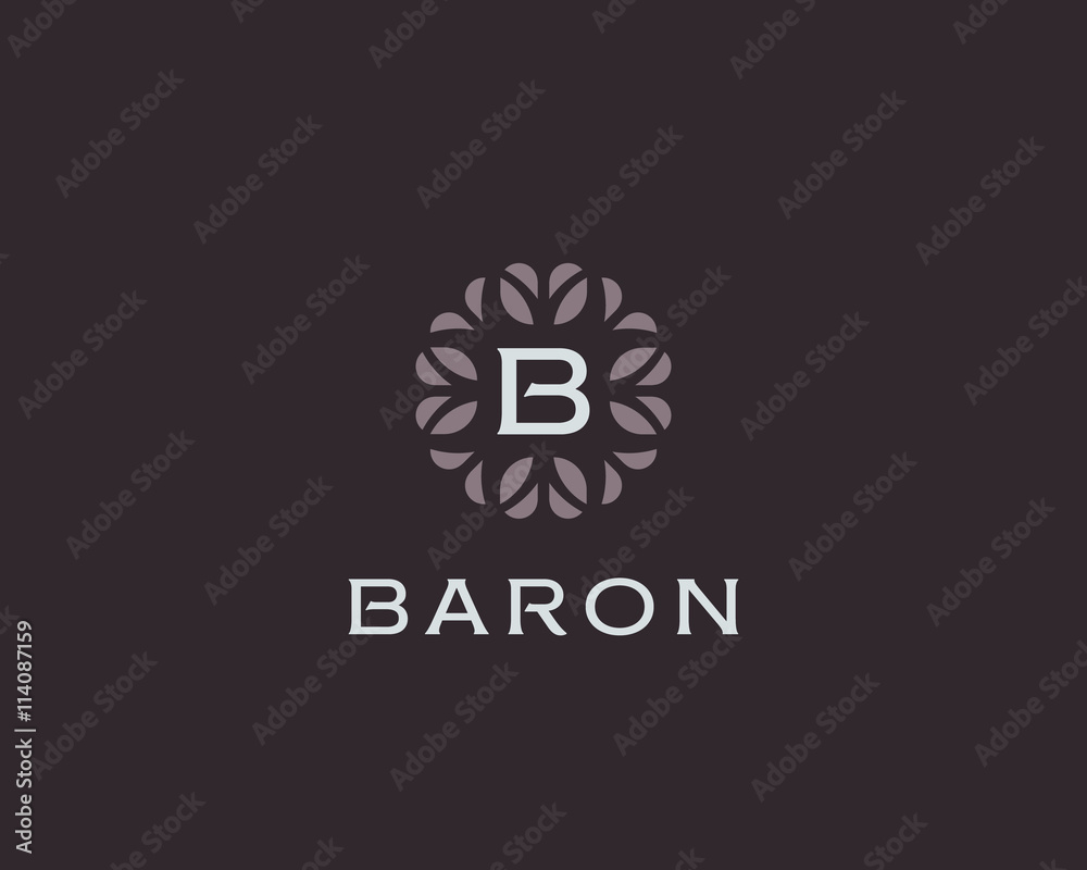 Naklejka premium Premium monogram letter B initials logo. Universal symbol icon vector design. Luxury abc leaf logotype.