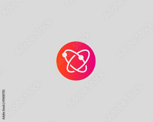 Abstract biotechnology molecule atom dna logo design template. Medicine, science, technology, laboratory, logotype vector icon.