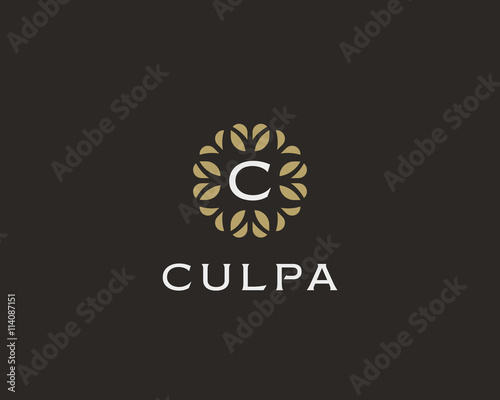 Fototapeta Naklejka Na Ścianę i Meble -  Premium monogram letter C initials logo. Universal symbol icon vector design. Luxury abc leaf logotype.