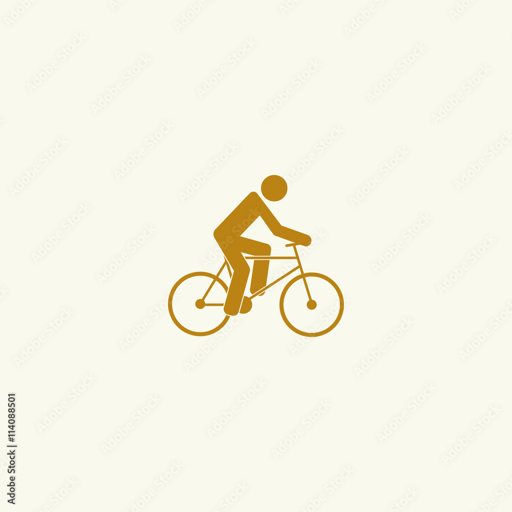 Icon cyclist, bike route sign. Icon cyclist, bike route sign.