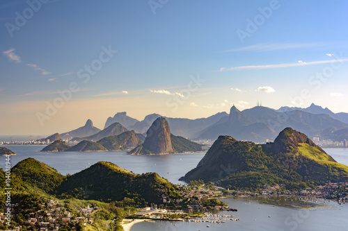Canvas Print View of Guanabara Bay, Sugar Loaf and hills of Rio de Janeiro from the City Park