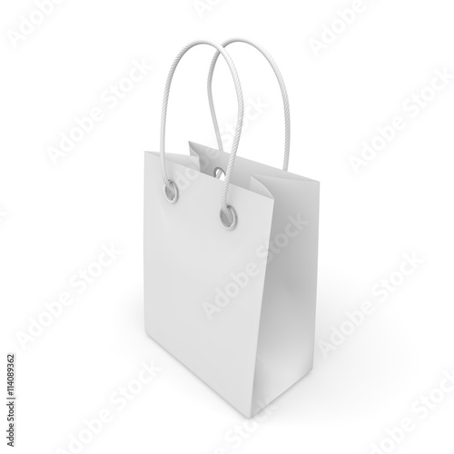 Blank white package with handles small size for goods and products