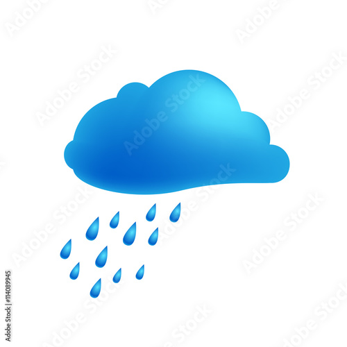 Weather icon of rain cloud Vector Illustration. Cloud with falling rain