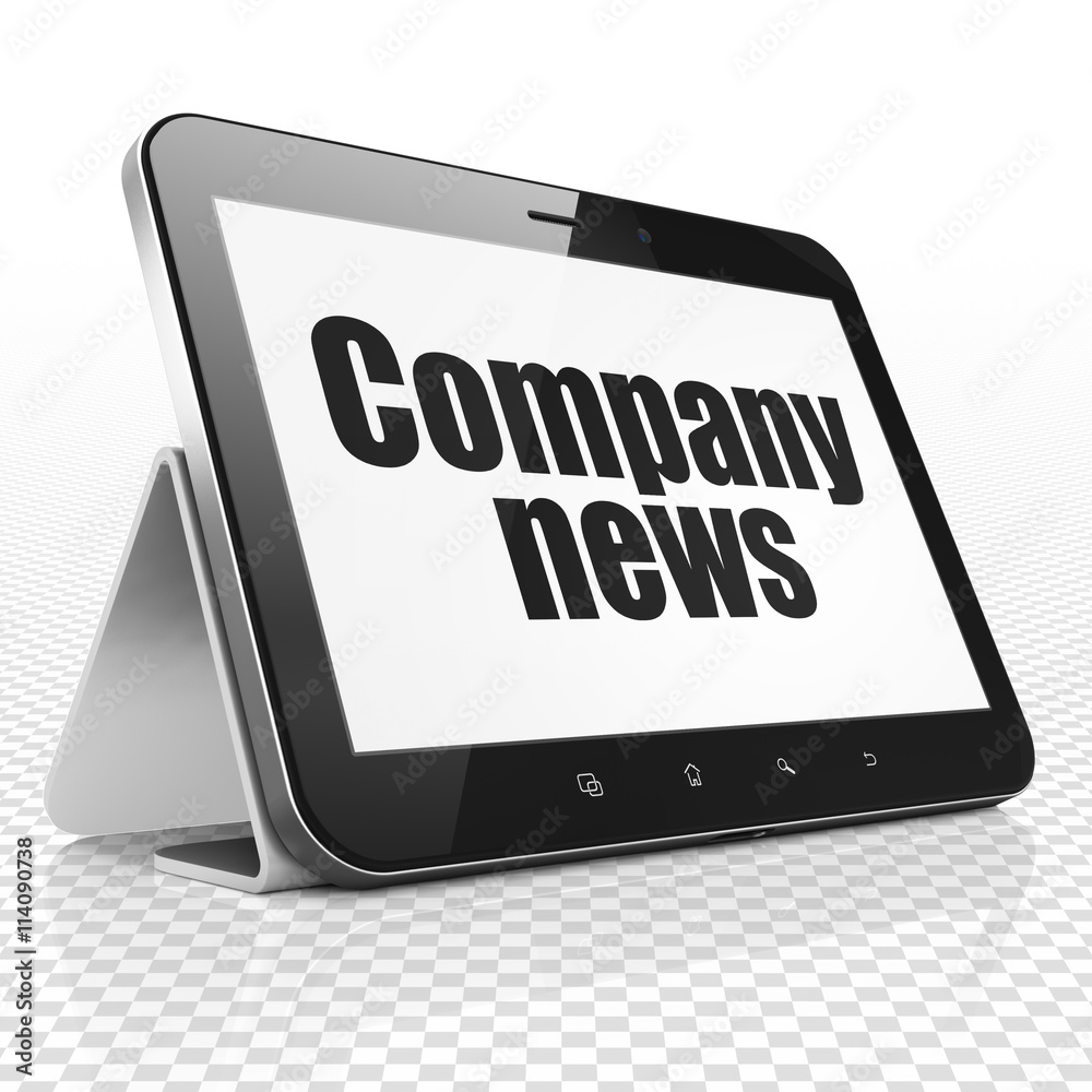 News concept: Tablet Computer with Company News on display News concept: Tablet Computer with Company News on display