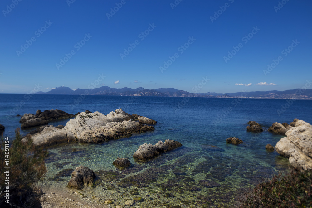 Sea coast with azure water