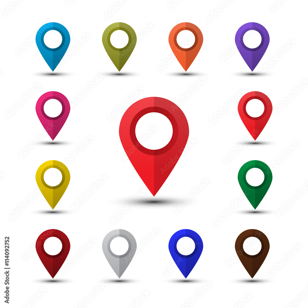 Colorful map pointers