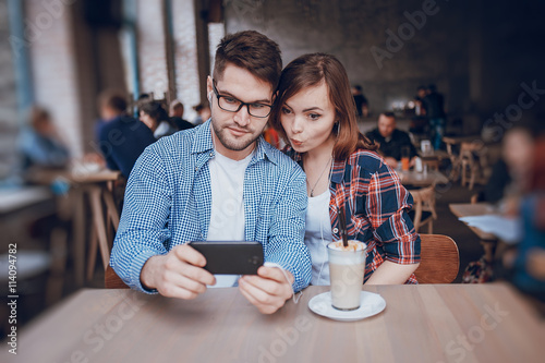 loving couple in a cafe