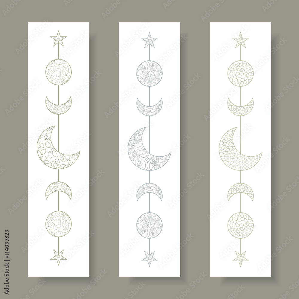 Set of openwork moon and star for your design. Vector