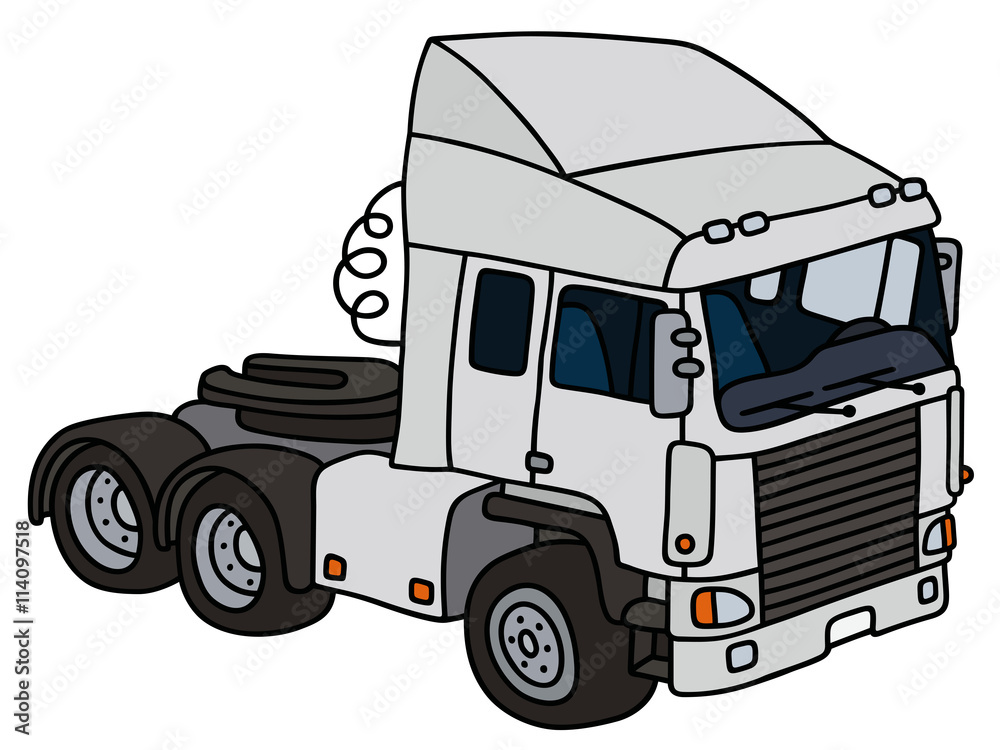 White towing truck / Hand drawing, vector illustration White towing truck / Hand drawing, vector illustration