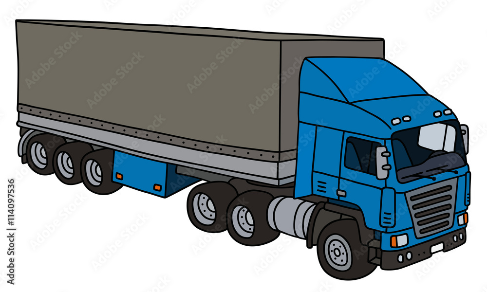 Semi trailer truck / Hand drawing, vector illustration