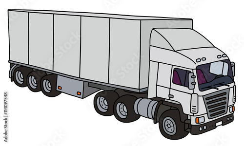 Semi trailer truck / Hand drawing, vector illustration