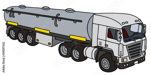 Semi tank trailer / Hand drawing, vector illustration