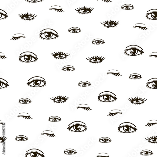 Seamless pattern in the bohemian style. Repeating hand drawn tri