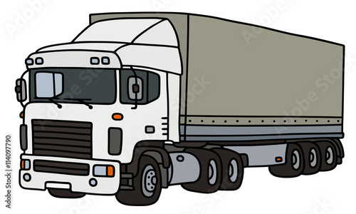 Semi trailer truck / Hand drawing, vector illustration