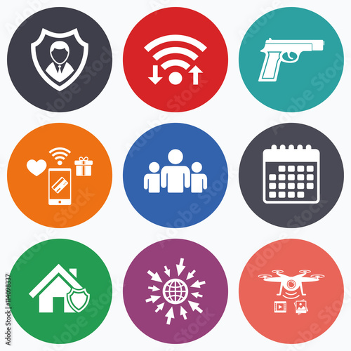 Security agency icons. Home shield protection.