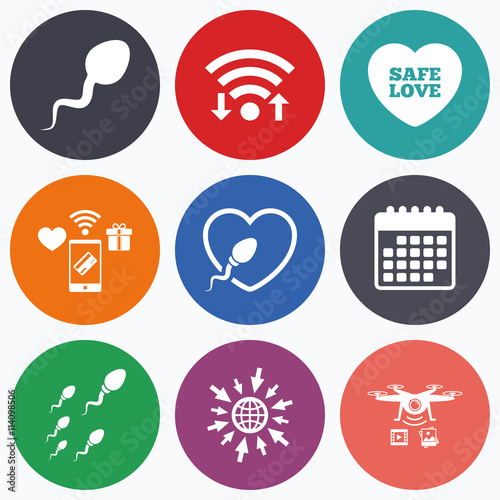 Sperm icons. Fertilization or insemination signs