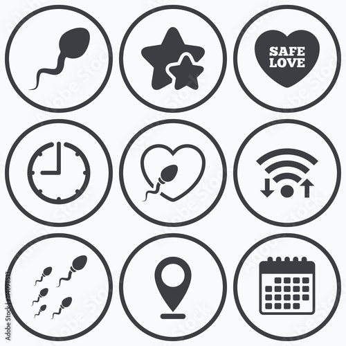 Sperm icons. Fertilization or insemination signs