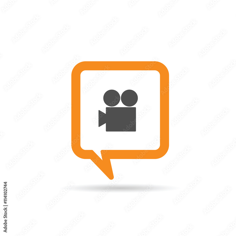 square orange speech bubble with camera illustration square orange speech bubble with camera illustration