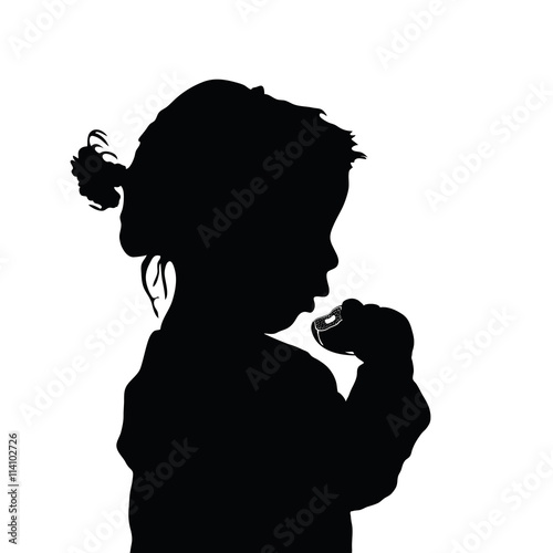 child eat cake silhouette illustration