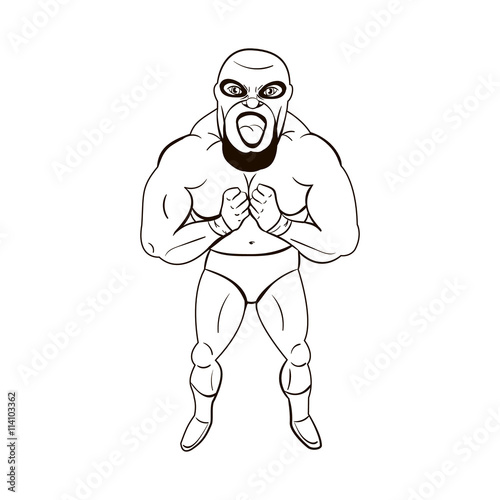 Mexican wrestler in cartoon style