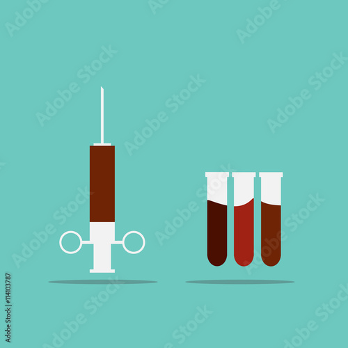 Syringe and vaccine set of medical tools for vaccination.
