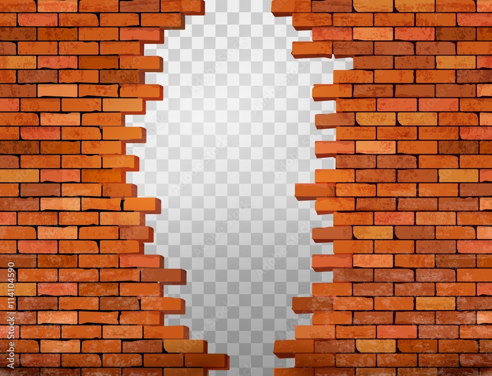 Obraz premium Rocznika ściana z cegieł tło z dziurą. Wektor