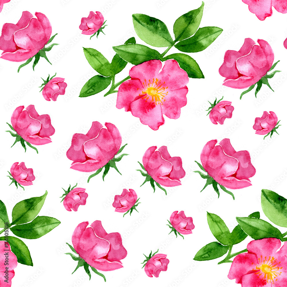 watercolor seamless pattern with wild rose watercolor seamless pattern with wild rose