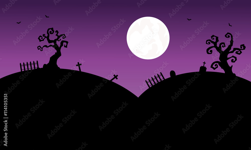 Silhouettte of tomb Halloween