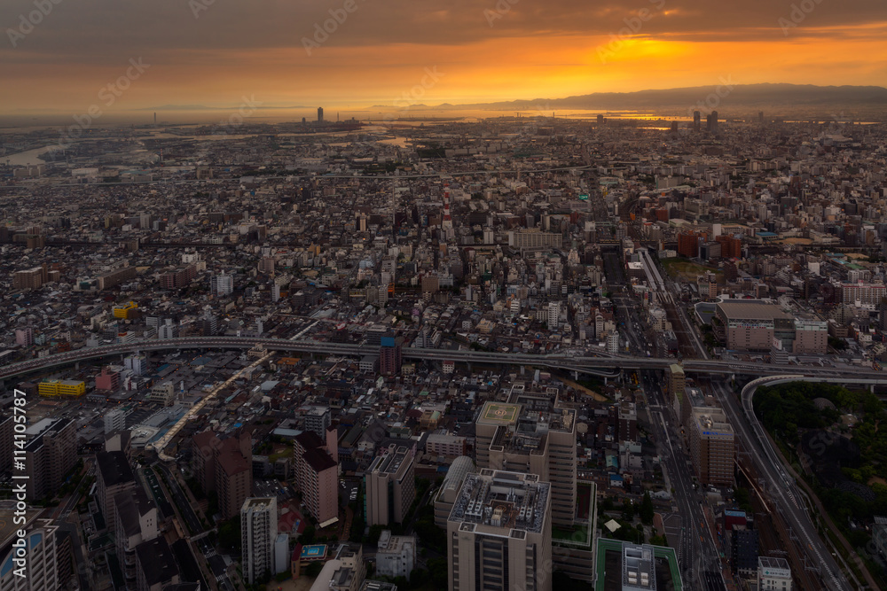 Obraz premium Osaka city from Abeno Harukas