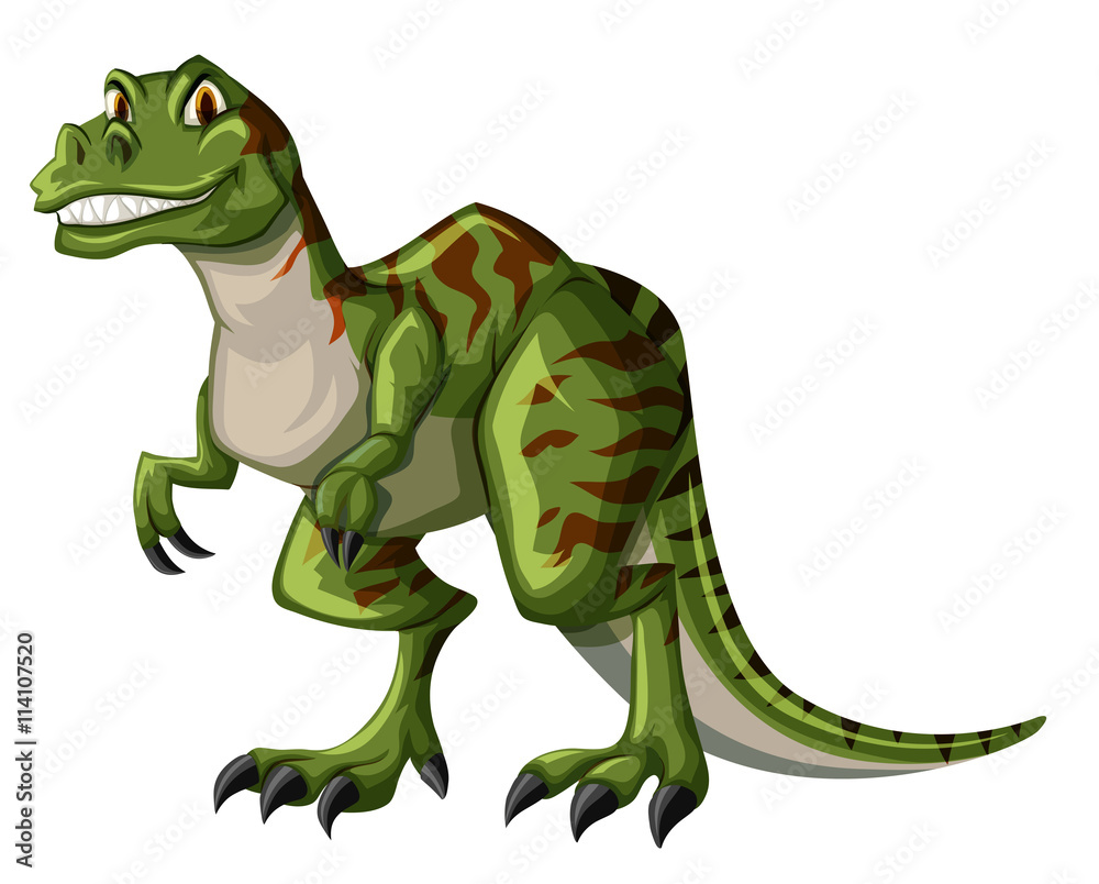 Fototapeta premium Green tyrannosaurus rex on white background