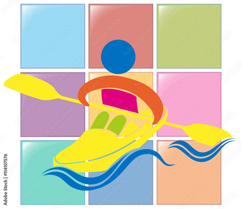 Obraz premium Sport icon for kayaking in colors