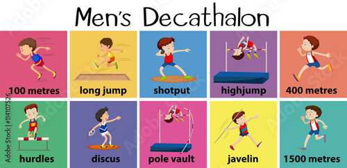 Different types of men's decathalon