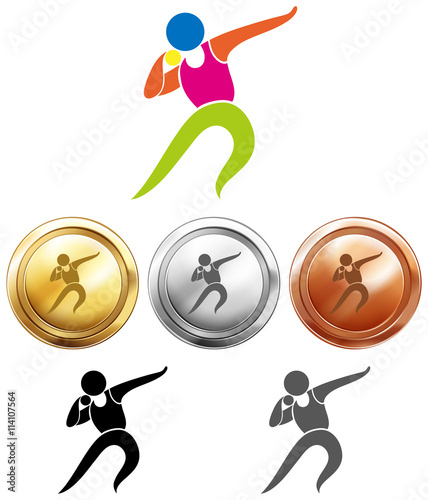 Sport icon for shot put and medals