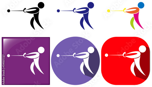 Hammer throwing icon in three designs